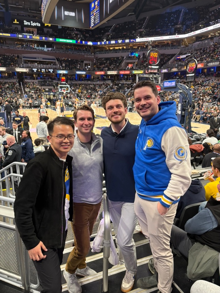 PointFit team at an Indiana Pacers game with Brian Alkire and Wyatt Wells of SportsTechHQ